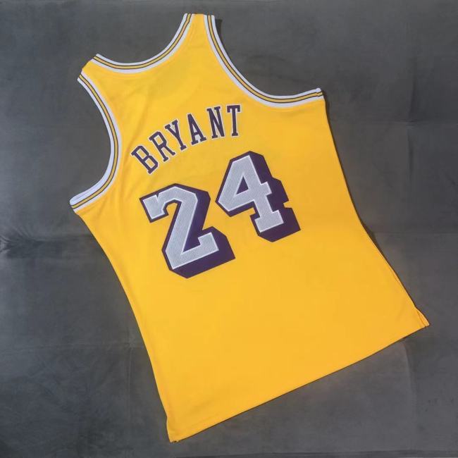 2007-2008 Lakers Bryant #24 Yellow Top Quality Dense Embroidery NBA Jersey