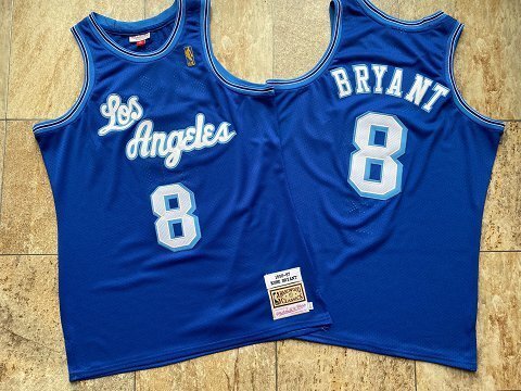 1996-1997 Lakers Bryant #8 Blue Retro Top Quality Dense Embroidery NBA Jersey