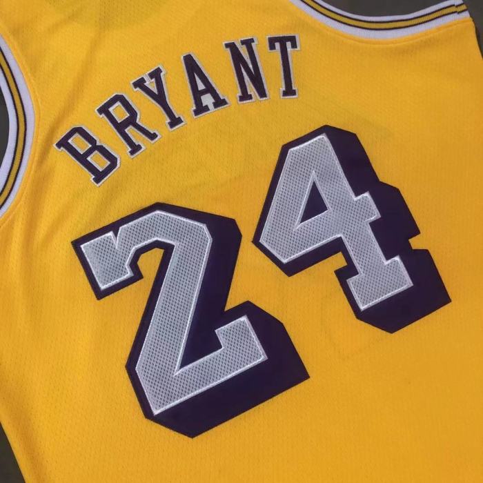2007-2008 Lakers Bryant #24 Yellow Top Quality Dense Embroidery NBA Jersey