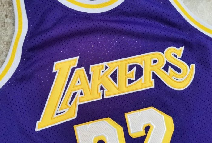 1984-1985 Lakers Johnson #32 Purple Retro Top Quality Dense Embroidery NBA Jersey