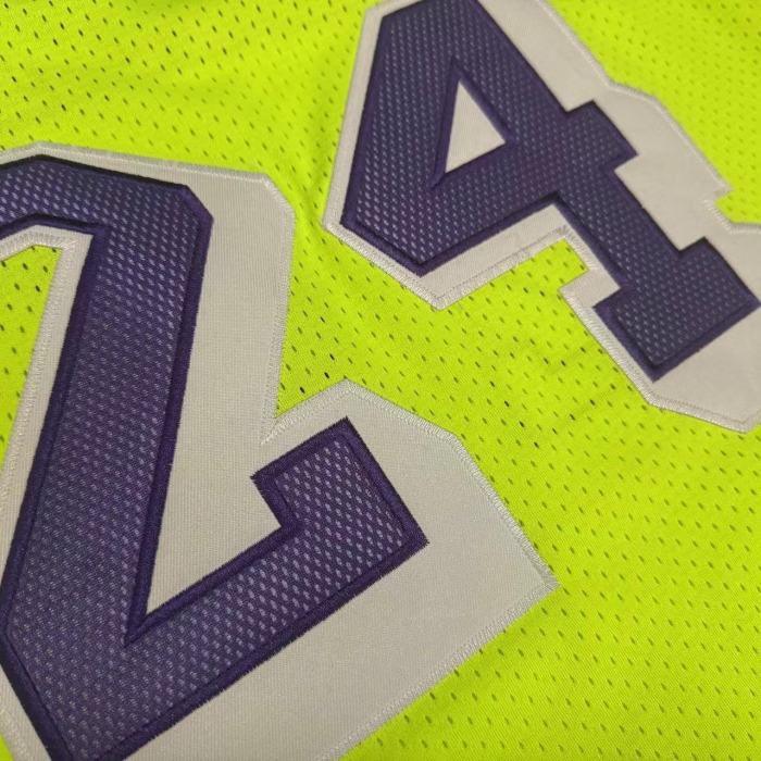 2007-2008 Lakers Bryant #24 Fluorescent Green Top Quality Dense Embroidery NBA Jersey