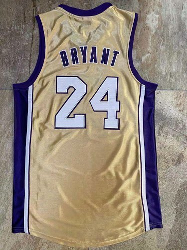 2020 Lakers Bryant #24 Hall of Fame Golden Top Quality Dense Embroidery NBA Jersey
