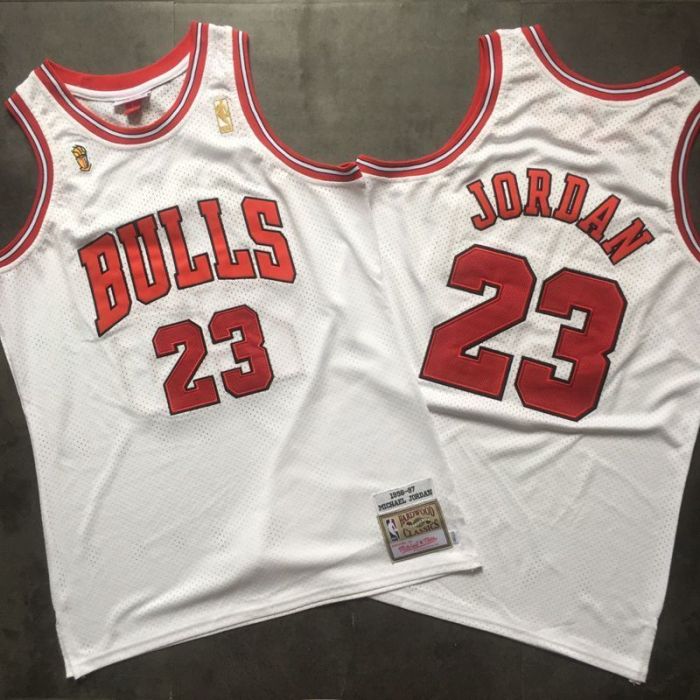 1996-1997 NBA Bulls Jordan#23 Retro White Top Quality Dense Embroidery Jersey