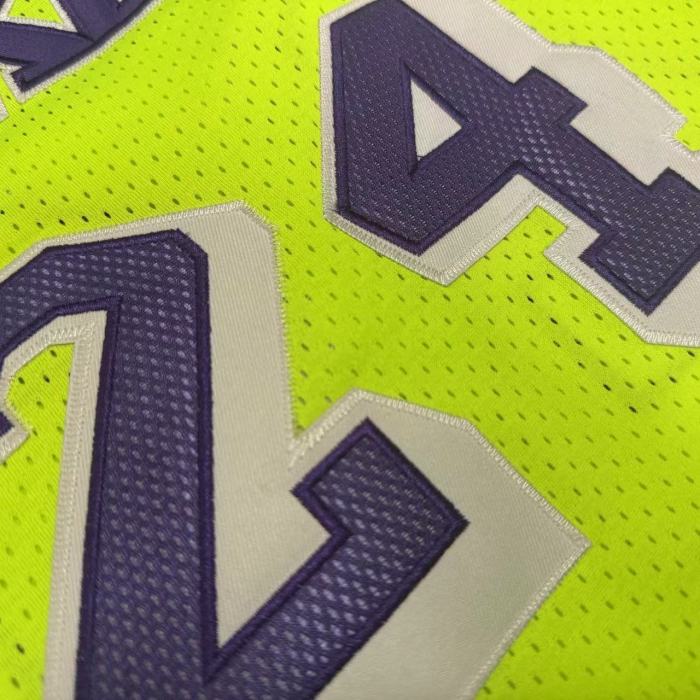 2007-2008 Lakers Bryant #24 Fluorescent Green Top Quality Dense Embroidery NBA Jersey
