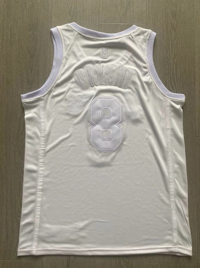 Lakers Bryant #8 White Retro Top Quality Dense Embroidery NBA Jersey