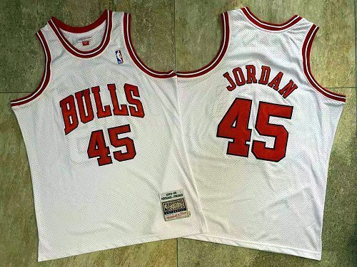 1994-1995 NBA Bulls Jordan#45 Retro White Top Quality Dense Embroidery Jersey