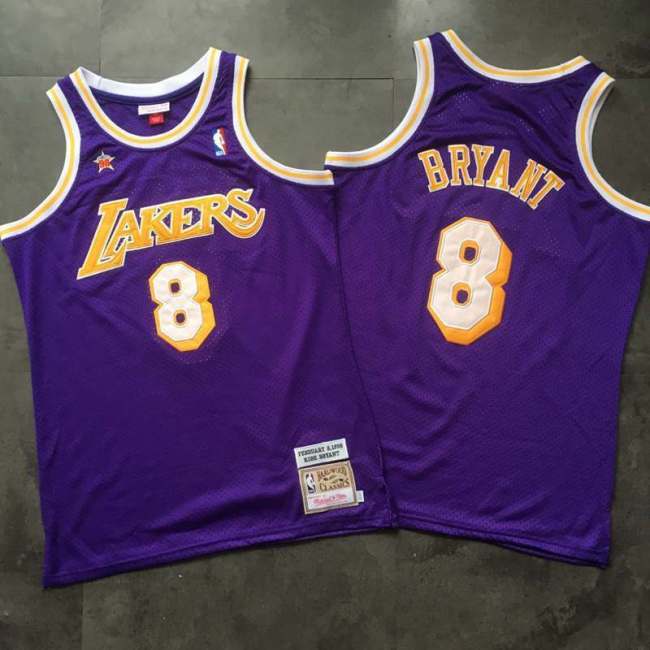 1998 All Strat Lakers Bryant #8 Purple Top Quality Dense Embroidery NBA Jersey