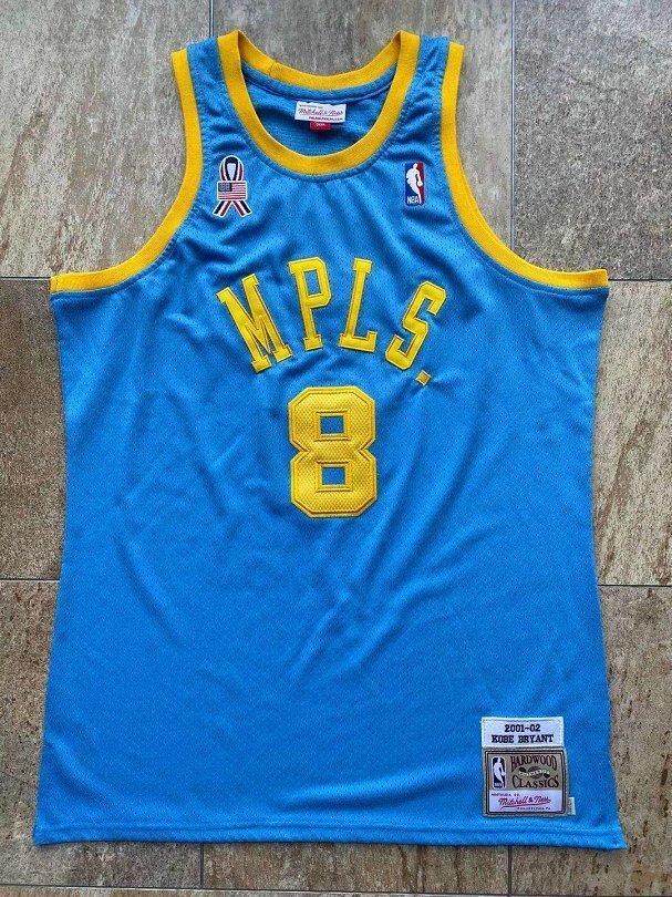 2001-2002 Lakers MOLS Bryant #8 Blue Retro Top Quality Dense Embroidery NBA Jersey