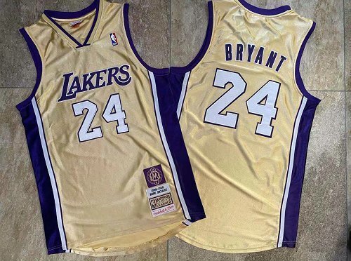 2020 Lakers Bryant #24 Hall of Fame Golden Top Quality Dense Embroidery NBA Jersey