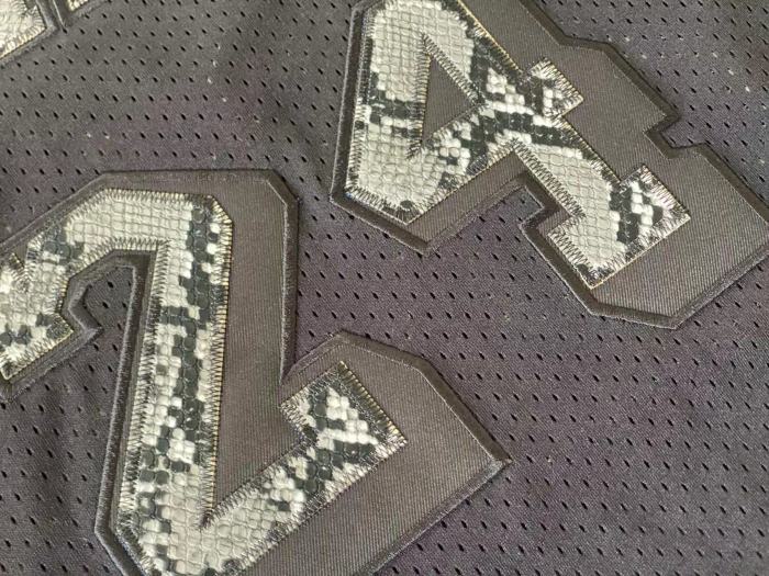 2007-2008 Lakers Bryant #24 Black Leather Snakeskin Retro Top Quality Dense Embroidery NBA Jersey