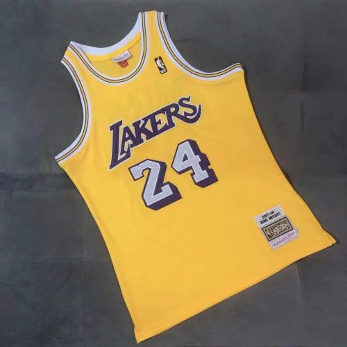 2007-2008 Lakers Bryant #24 Yellow Top Quality Dense Embroidery NBA Jersey