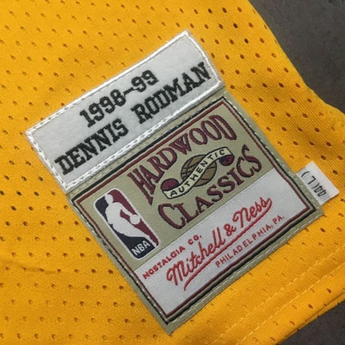 1998-1999 Lakers Rodman #77 Yellow Retro Top Quality Dense Embroidery NBA Jersey
