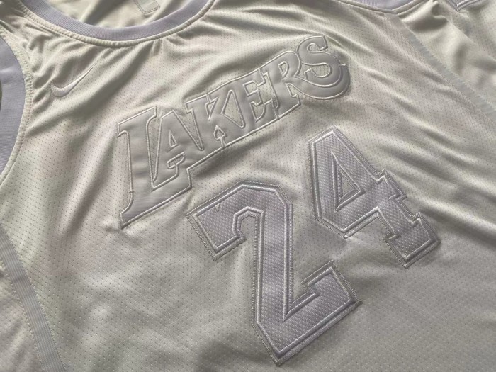 Lakers Bryant #24 White Retro Top Quality Dense Embroidery NBA Jersey