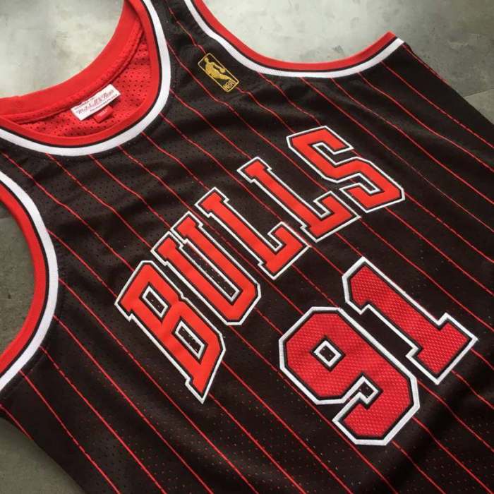 1995-1996 NBA Bulls Rodman #91 Retro Top Quality Dense Embroidery Jersey