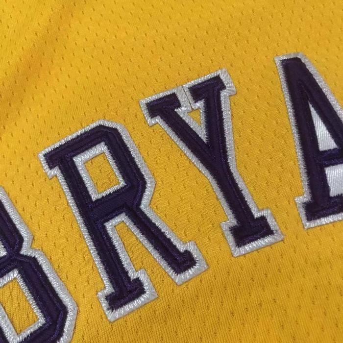 2007-2008 Lakers Bryant #24 Yellow Top Quality Dense Embroidery NBA Jersey