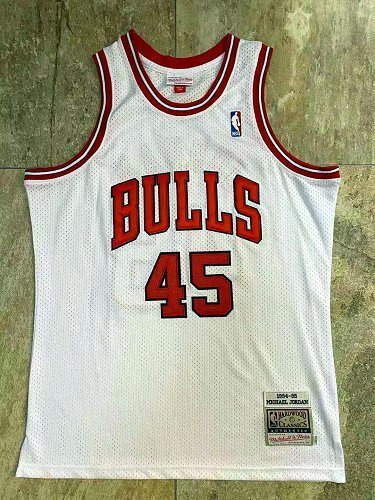 1994-1995 NBA Bulls Jordan#45 Retro White Top Quality Dense Embroidery Jersey