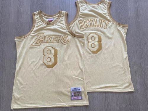 1996-1997 Lakers Bryant #8 Golden Retro Top Quality Dense Embroidery NBA Jersey