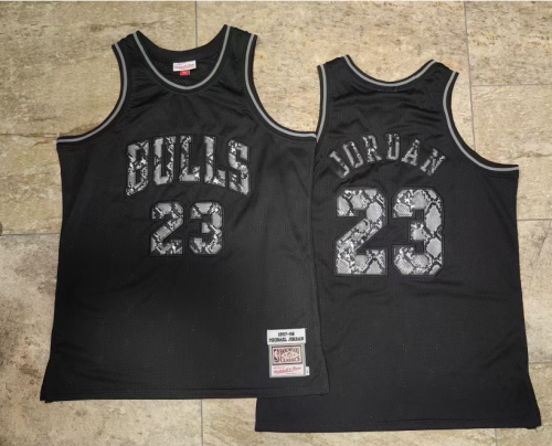 1997-1998 NBA Bulls Jordan#23 Black Snake Skin Pattern Top Quality Dense Embroidery Jersey