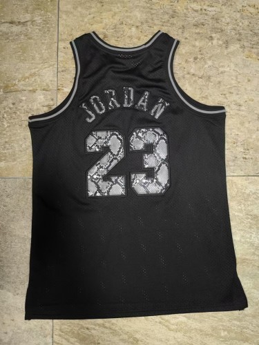 1997-1998 NBA Bulls Jordan#23 Black Snake Skin Pattern Top Quality Dense Embroidery Jersey