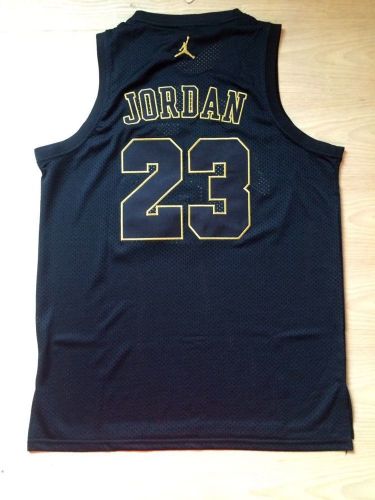 NBA Bulls Jordan#23 Black Golden Commemorative Edition Top Quality Dense Embroidery Jersey