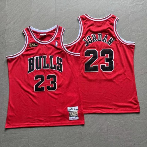 1997-1998 NBA Bulls Jordan#23 Red Retro White Top Quality Dense Embroidery Jersey
