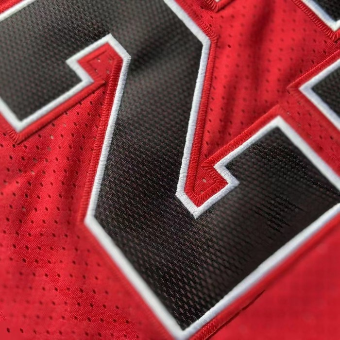 1997-1998 NBA Bulls Jordan#23 Red Retro White Top Quality Dense Embroidery Jersey