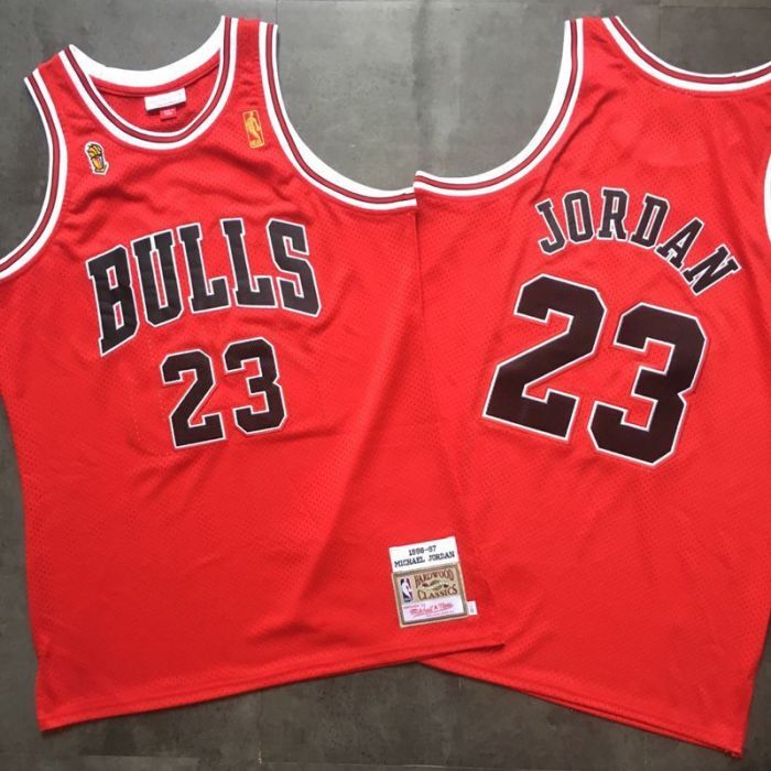 1996-1997 NBA Bulls Jordan#23 Red Retro White Top Quality Dense Embroidery Jersey