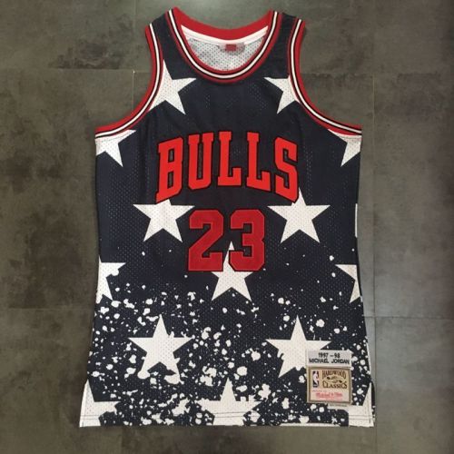 NBA Bulls Jordan#23 Independence Day Top Quality Dense Embroidery Jersey
