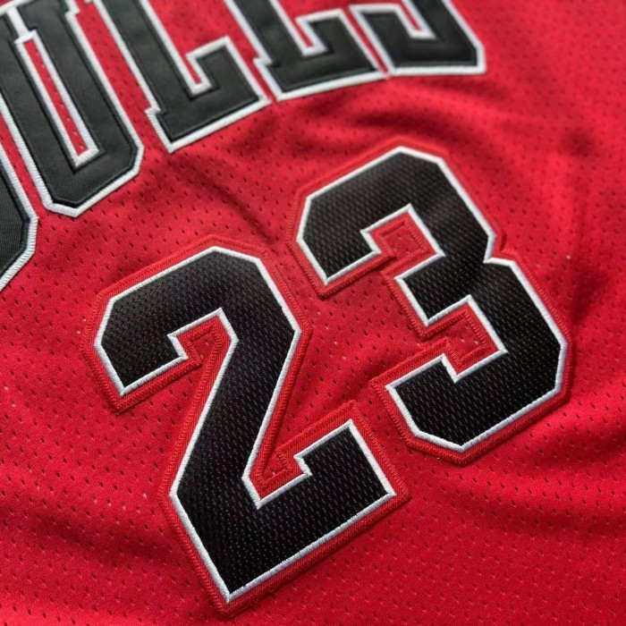 1997-1998 NBA Bulls Jordan#23 Red Retro White Top Quality Dense Embroidery Jersey