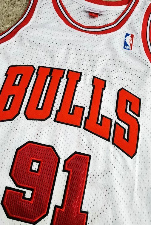 1997-1998 NBA Bulls Rodman #91 Retro Top Quality Dense Embroidery Jersey