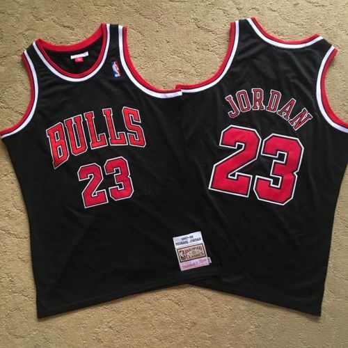 1997-1998 NBA Bulls Jordan#23 Black Retro White Top Quality Dense Embroidery Jersey