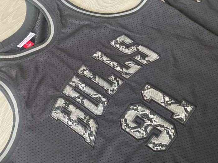 1997-1998 NBA Bulls Rodman #91 Black Snake Skin Pattern Top Quality Dense Embroidery Jersey