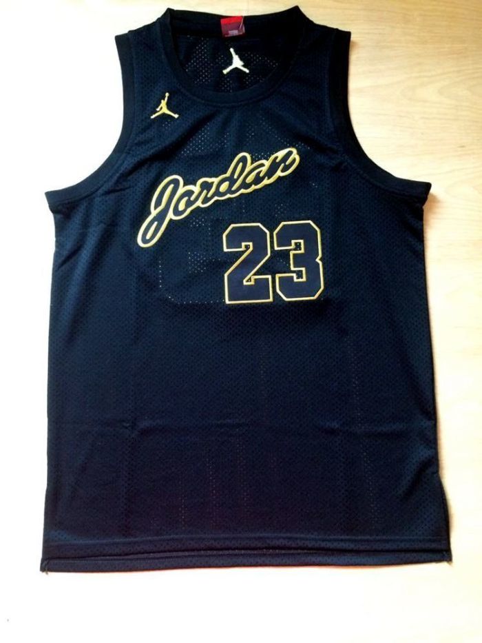 NBA Bulls Jordan#23 Black Golden Commemorative Edition Top Quality Dense Embroidery Jersey