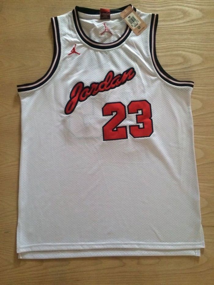 NBA Bulls Jordan#23 White Commemorative Edition Top Quality Dense Embroidery Jersey