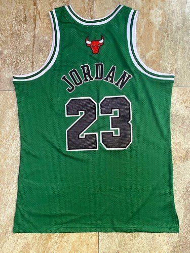 1997-1998 NBA Bulls Jordan#23 Green Retro Top Quality Dense Embroidery Jersey