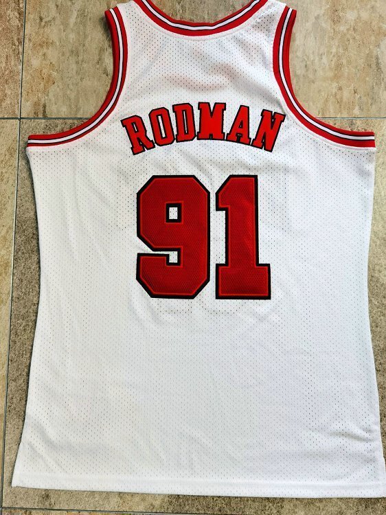 1997-1998 NBA Bulls Rodman #91 Retro Top Quality Dense Embroidery Jersey