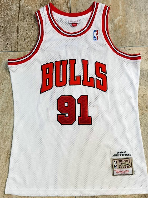 1997-1998 NBA Bulls Rodman #91 Retro Top Quality Dense Embroidery Jersey