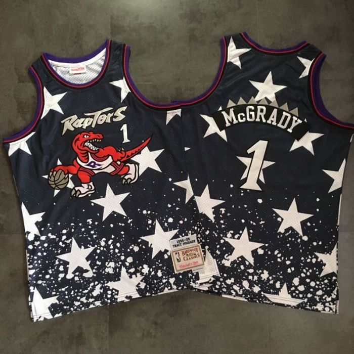 1998-1999 M&N Raptors Mcgrady #1 Independence Day Retro Top Quality Dense Embroidery NBA Jersey