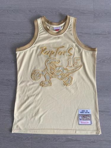 1998-1999 M&N Raptors Carter #15 Golden Retro Top Quality Dense Embroidery NBA Jersey