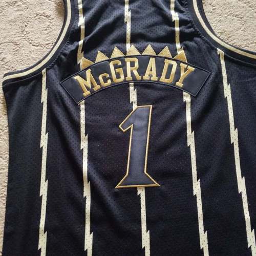 1998-1999 M&N Raptors Mcgrady #1 Black Retro Top Quality Dense Embroidery NBA Jersey