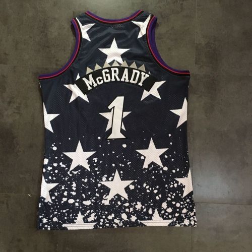 1998-1999 M&N Raptors Mcgrady #1 Independence Day Retro Top Quality Dense Embroidery NBA Jersey