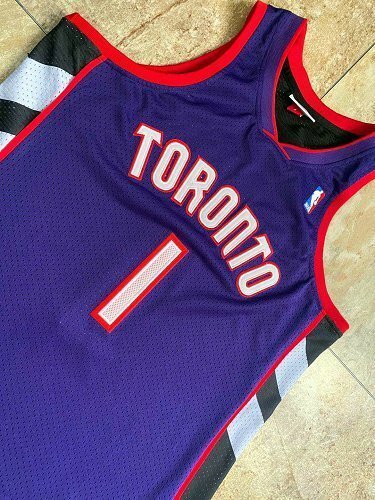 1999-2000 M&N Toronto Raptors Mcgrady #1 Retro Top Quality Dense Embroidery NBA Jersey