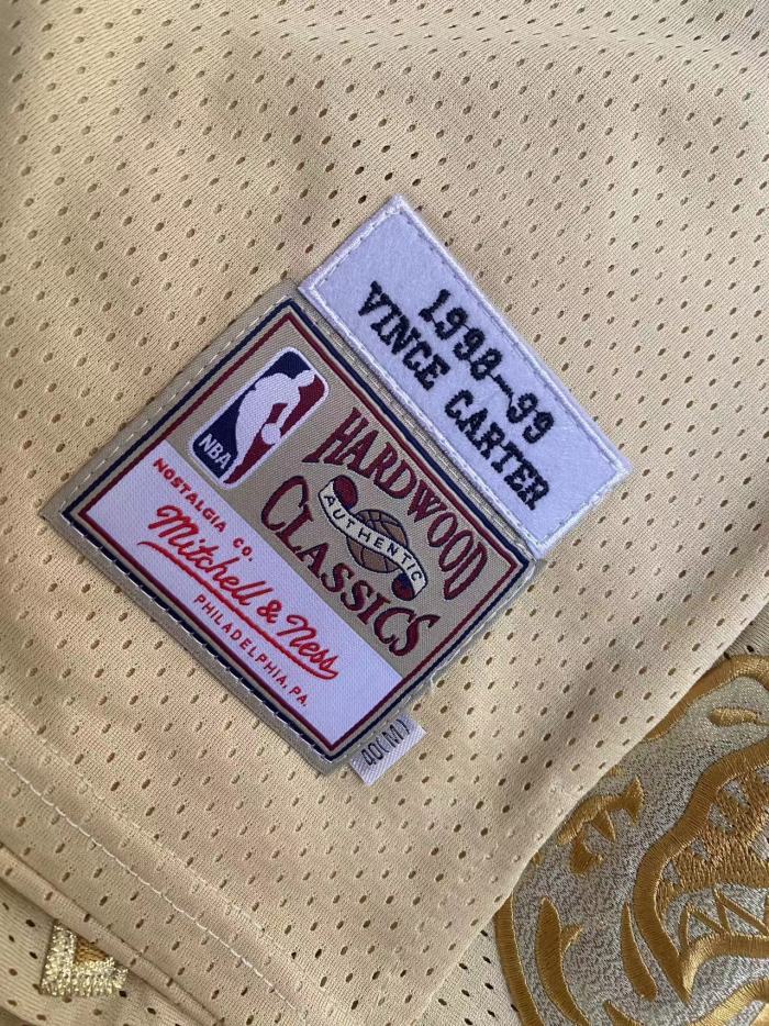 1998-1999 M&N Raptors Carter #15 Golden Retro Top Quality Dense Embroidery NBA Jersey