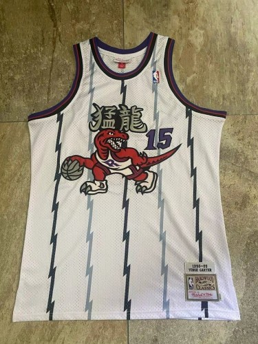 1998-1999 M&N Raptors Carter #15 White Retro Top Quality Dense Embroidery NBA Jersey
