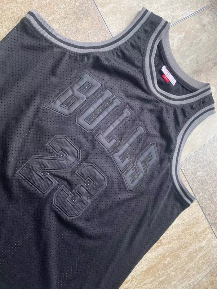 1997-1998 M&N Bulls Jordan#23 Black Top Quality Dense Embroidery NBA Jersey