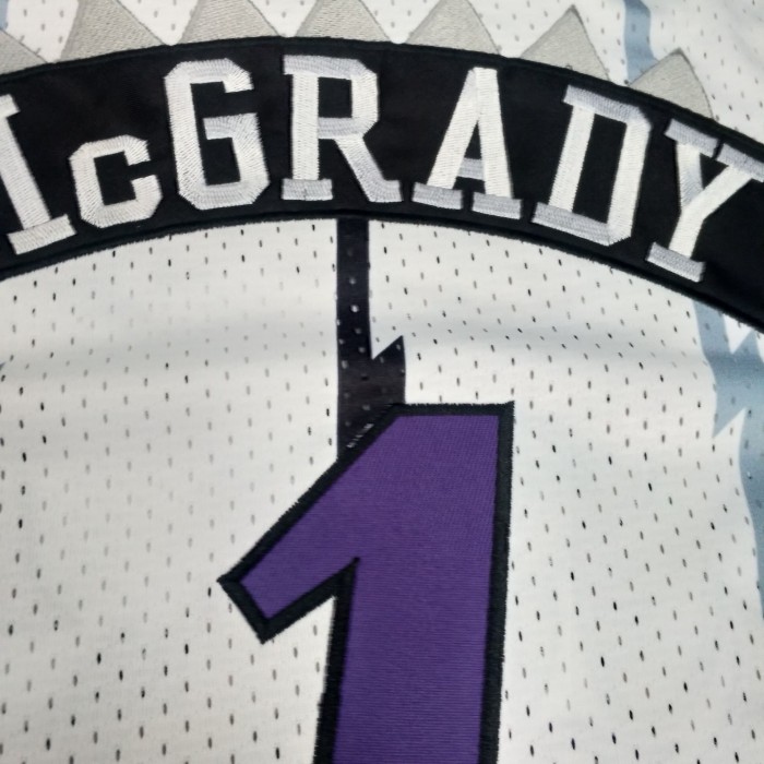 1998-1999 M&N Raptors Mcgrady #1 White Retro Top Quality Dense Embroidery NBA Jersey