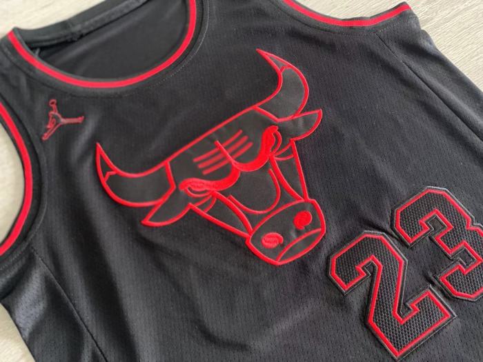 NBA Bulls Jordan#23 Black Signature Top Quality Dense Embroidery Jersey