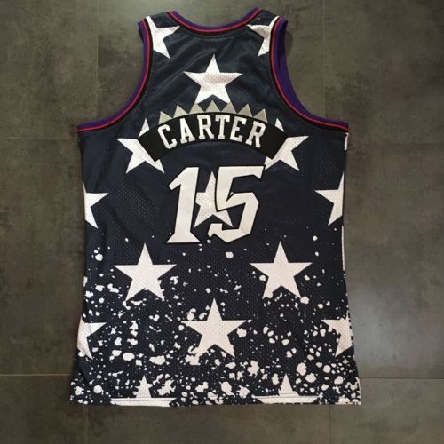 1998-1999 M&N Raptors Carter #15 Independence Day Retro Top Quality Dense Embroidery NBA Jersey
