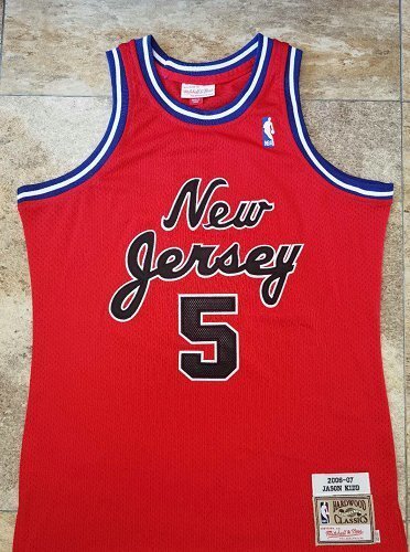 2006-2007 M&N Brooklyn Nets Kidd #5 Red Retro Top Quality Dense Embroidery NBA Jersey