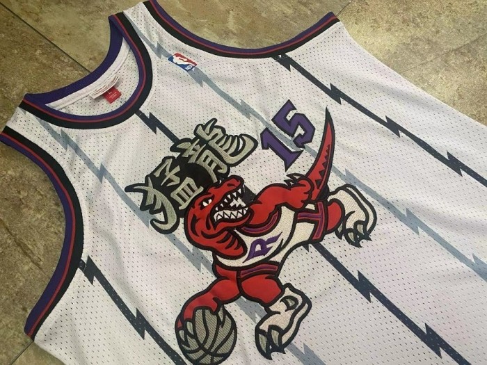 1998-1999 M&N Raptors Carter #15 White Retro Top Quality Dense Embroidery NBA Jersey